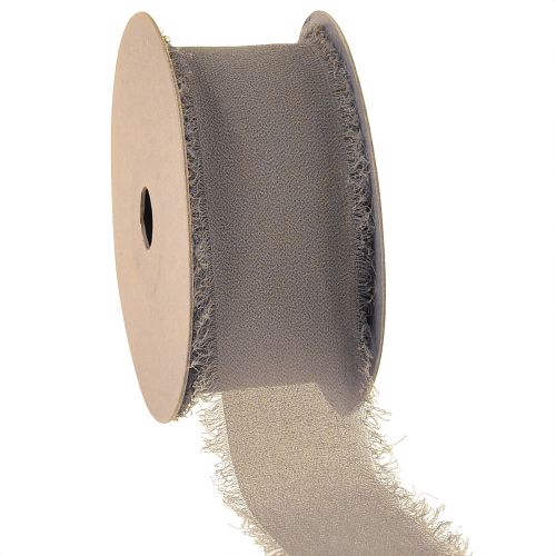 Floristik24 Decorative ribbon brown chiffon ribbon mud brown 40mm 15m