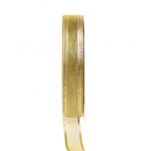 Floristik24 Gift ribbon gold ring effect 15mm 25m