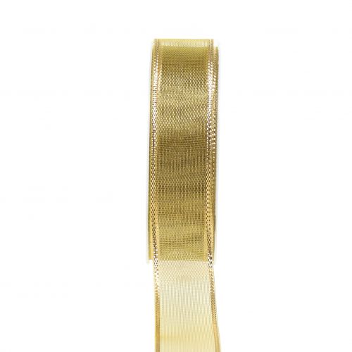 Floristik24 Gift Ribbon Gold Ringeleffekt 25mm 25m