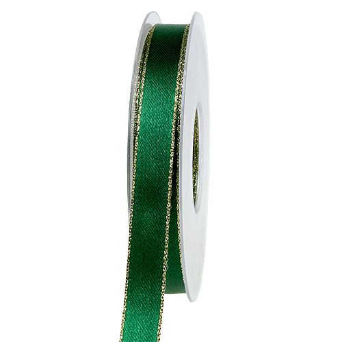 Floristik24 Gift ribbon decorative ribbon green with gold edge 15mm 25m