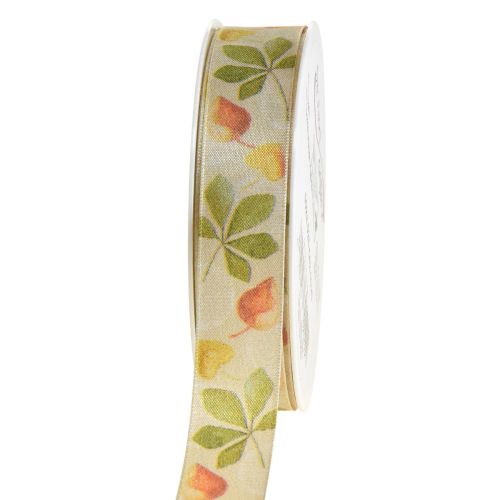 Gift ribbon green autumn leaves deco ribbon autumn 25mm 20m