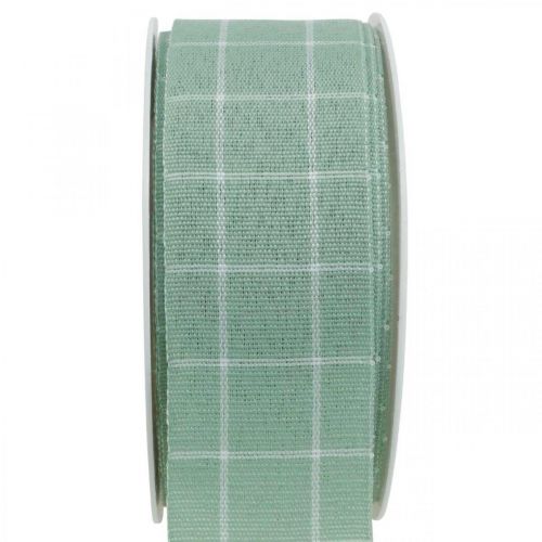 Floristik24 Gift ribbon green pastel checkered deco ribbon 35mm 20m