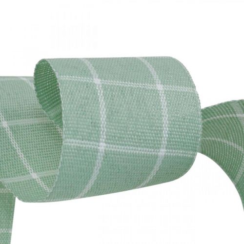 Product Gift ribbon green pastel checkered deco ribbon 35mm 20m