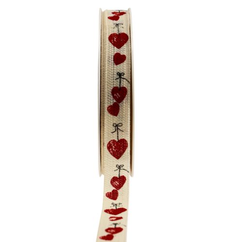Floristik24 Gift ribbon hearts decorative cotton ribbon 15mm 20m