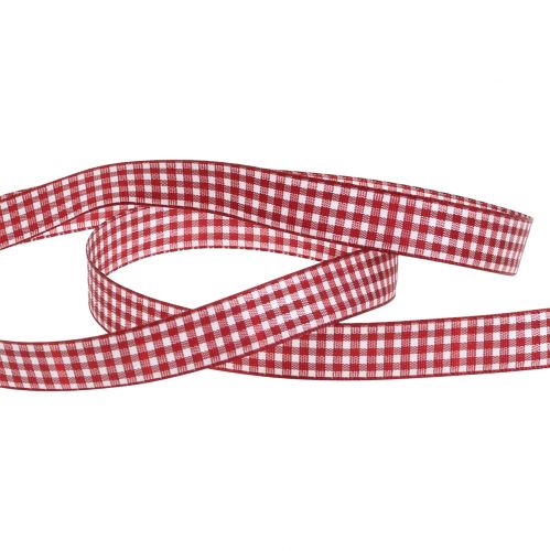 Product Gift ribbon Checked Bordeaux 15mm 20m