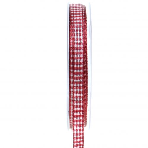 Product Gift ribbon Checked Bordeaux 8mm 20m