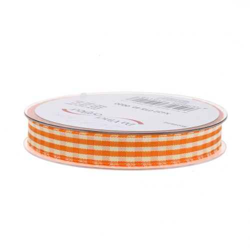 Product Gift Ribbon Check Orange 15mm 20m