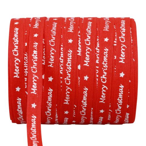 Gift ribbon red “Merry Christmas” cotton 10mm 100m