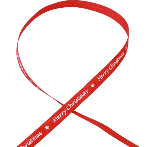 Product Gift ribbon red “Merry Christmas” cotton 10mm 100m