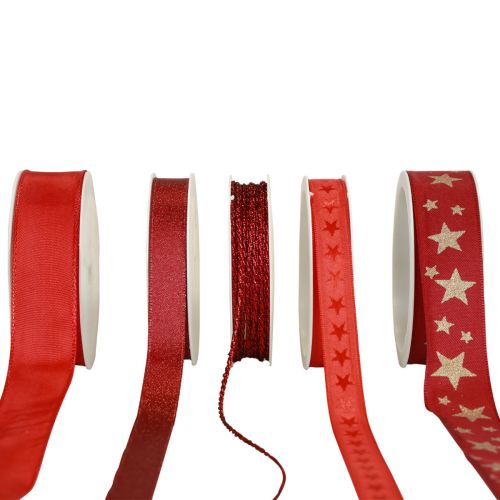 Gift ribbon bow ribbons red sorted 2.5×300cm 5pcs