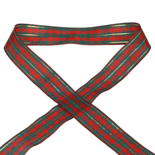 Product Gift ribbon Scottish checked decorative ribbon red green 40mm 15m