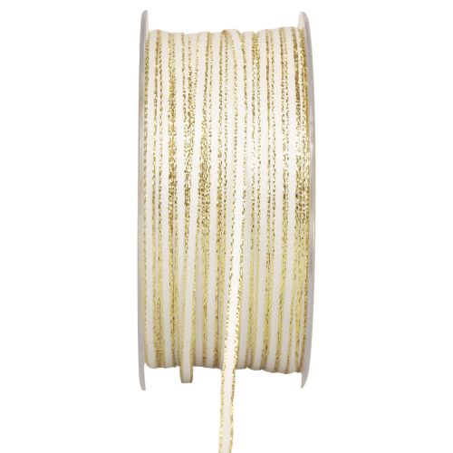 Product Gift ribbon silk ribbon white gold stranded ribbon 3mm 100m