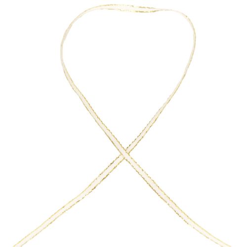 Floristik24 Gift ribbon silk ribbon white gold stranded ribbon 3mm 100m
