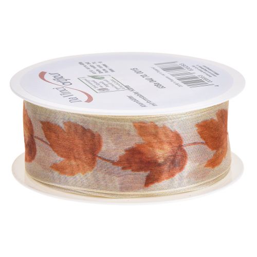 Product Gift ribbon selvedge ribbon autumn maple leaves 40mm 15m