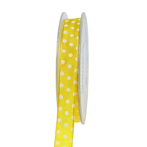 Floristik24 Gift ribbon with dots yellow 15mm 20m