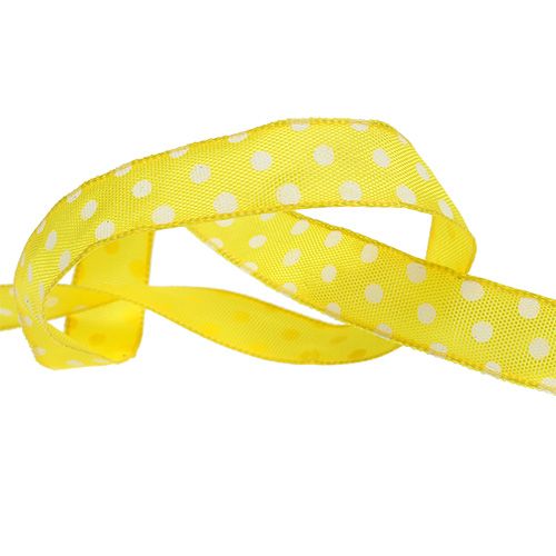 Product Gift ribbon with dots yellow 15mm 20m