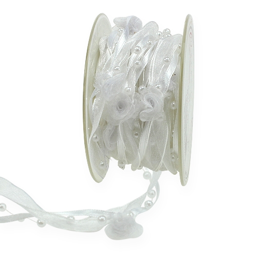 Deco ribbon Valentino white 15mm 5m