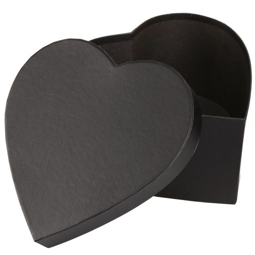 Floristik24 Gift Box Heart Black Paper Box 18×18cm H10cm 2pcs
