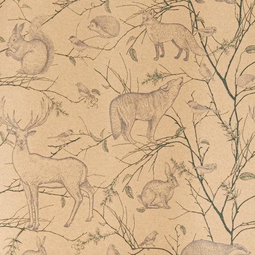 Floristik24 Gift Wrap Animals Forest in Brown Blue 70cm x 200cm