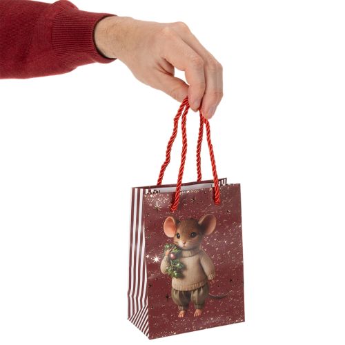 Christmas Gift Bags with Mouse Motif, 16cm, Set of 2 | Floristik24.co.uk