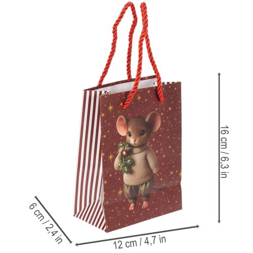 Christmas Gift Bags with Mouse Motif, 16cm, Set of 2 | Floristik24.co.uk