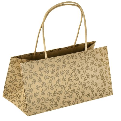 Gift bag paper natural brown leaves 20×10×10cm 6 pcs