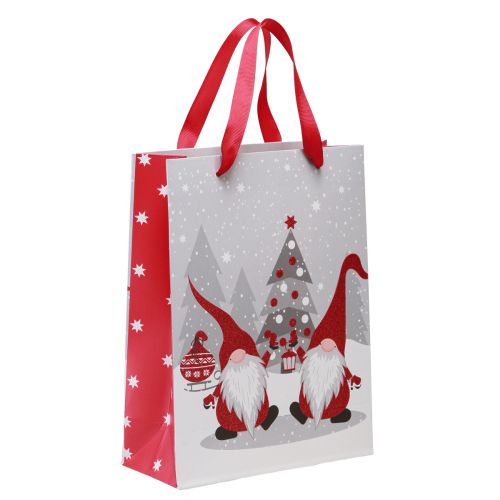 Gift bag with handles gnome red grey white 24×18×8cm 4pcs