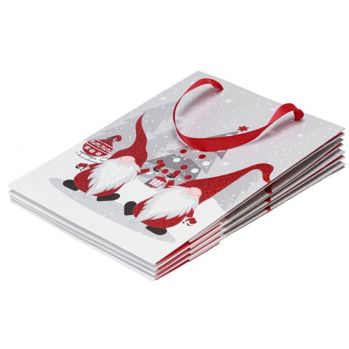 Product Gift bag with handles gnome red grey white 24×18×8cm 4pcs