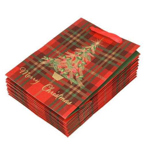 Product Gift Bags Christmas Tree Red Green 18x24cm 10pcs