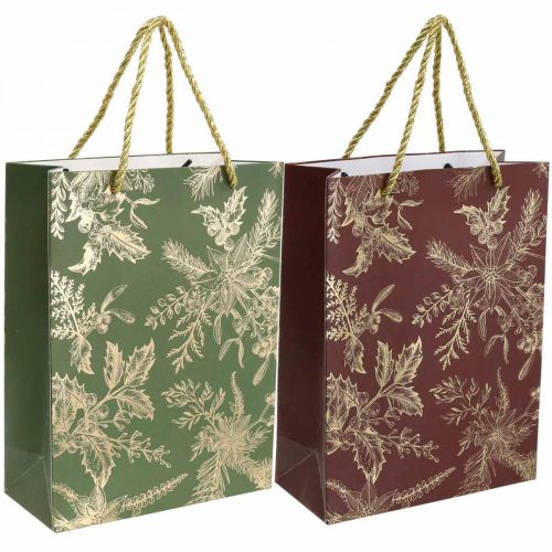 Floristik24 Gift bags Christmas Christmas bags mistletoe 24×18cm 2pcs
