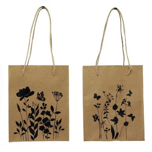 Product Gift bags with handles paper natural black 12×15cm 6pcs