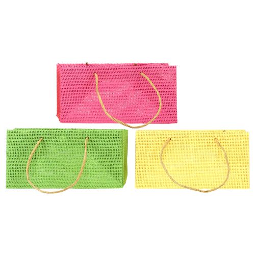 Gift bags with handles paper woven look colorful 20×10×10cm 6pcs