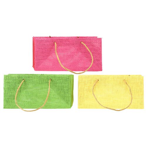 Product Gift bags with handles paper woven look colorful 20×10×10cm 6pcs