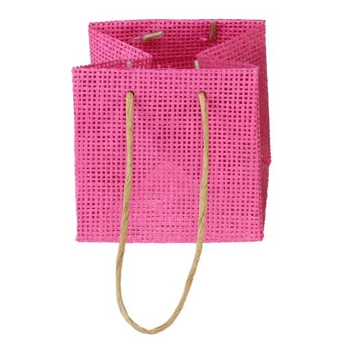 Floristik24 Gift bags with handles paper pink yellow green textile look 10.5cm 12pcs