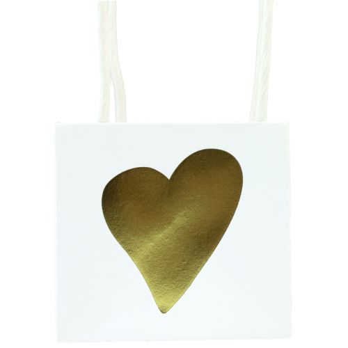 Product Gift Bags with Handles White Gold Paper 8.5×8.5×8cm 12 pcs