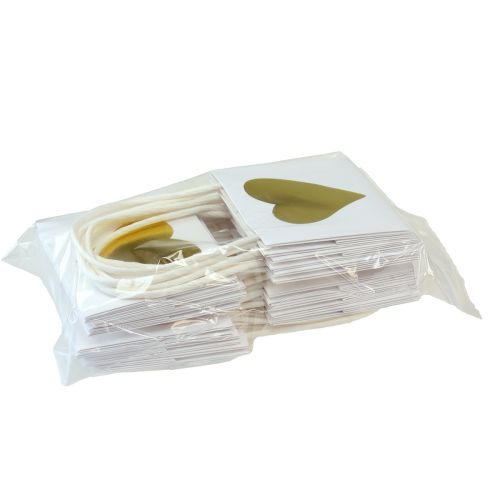 Product Gift Bags with Hearts and Handles White Gold 10.5cm 12 Pcs
