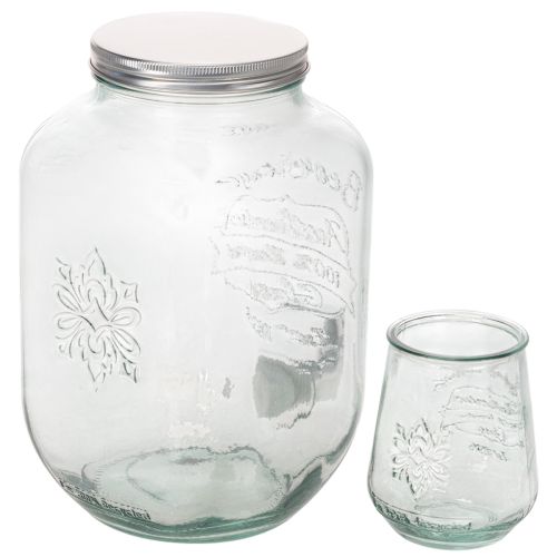 Glass Drinks Dispenser with Tap and 4 Glasses, 25.5cm | Floristik24.co.uk