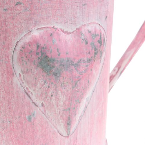 Floristik24 Planter watering can with heart pink, washed white Ø12.5cm H13cm