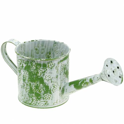Floristik24 Planter watering can with butterflies galvanized green-white H10cm