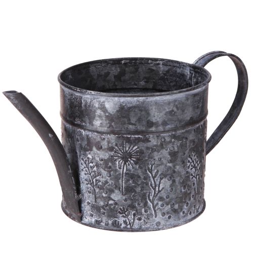 Floristik24 Watering can metal decoration grey flowers black Ø13cm H13cm