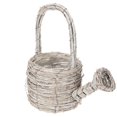 Product Decorative watering can in a tasteful woven design for elegant home decor, 26cm