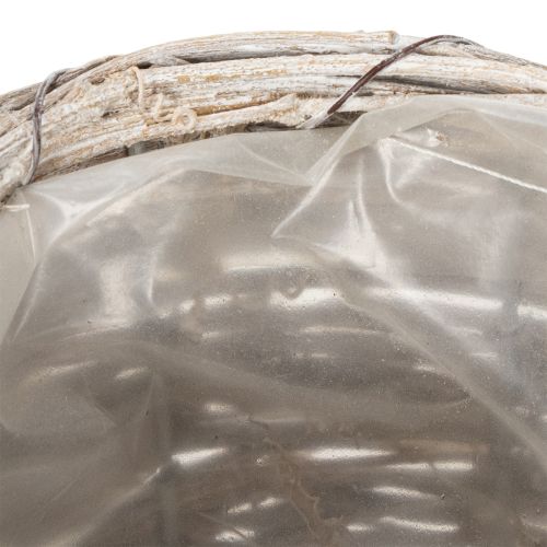 Product Decorative watering can in a tasteful woven design for elegant home decor, 26cm