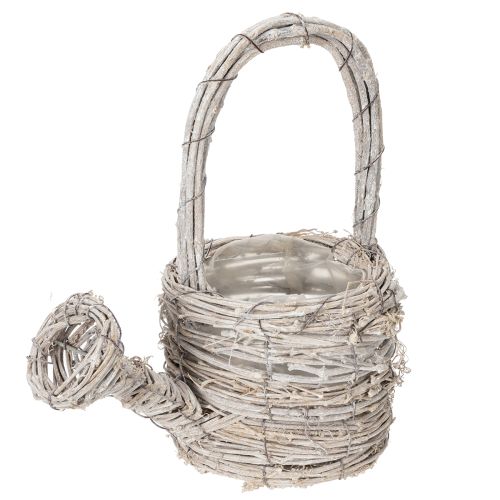 Product Decorative watering can in a tasteful woven design for elegant home decor, 26cm