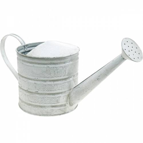 Floristik24 Decorative watering can vintage metal planter white washed H16cm