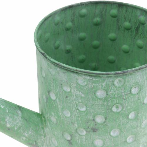 Floristik24 Decorative watering can metal green Ø12cm H13cm