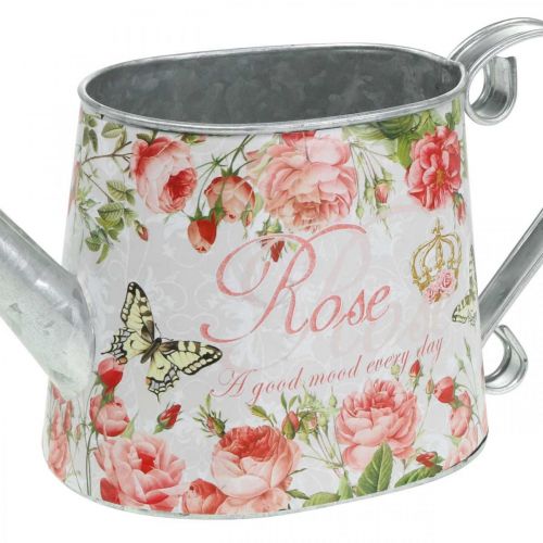 Product Nostalgic decorative jug, jug made of metal, planter with roses H15.5cm L28.5cm