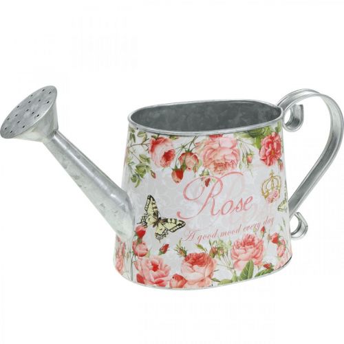 Nostalgic decorative jug, jug made of metal, planter with roses H15.5cm L28.5cm