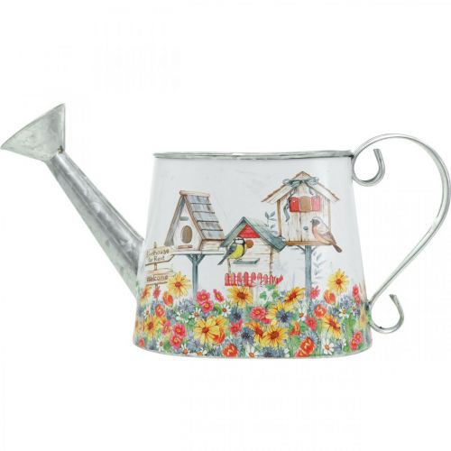 Floristik24 Decorative Watering Can Metal Planter Summer Decor Planter with Bird Houses H15cm L28cm