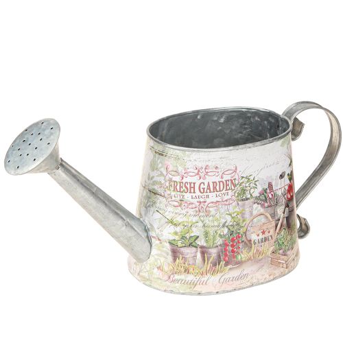 Product Watering can decoration silver metal Fresh Garden 30x11x14.5cm