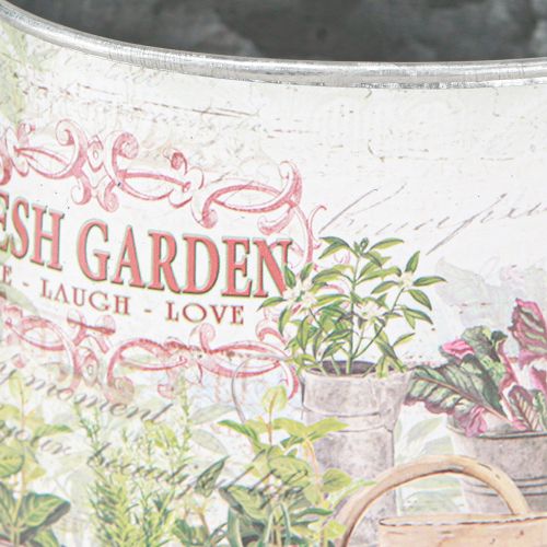 Product Watering can decoration silver metal Fresh Garden 30x11x14.5cm